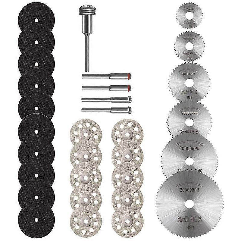 31Pcs Cutting Discs for Rotary Tool Diamond and HSS and Resin