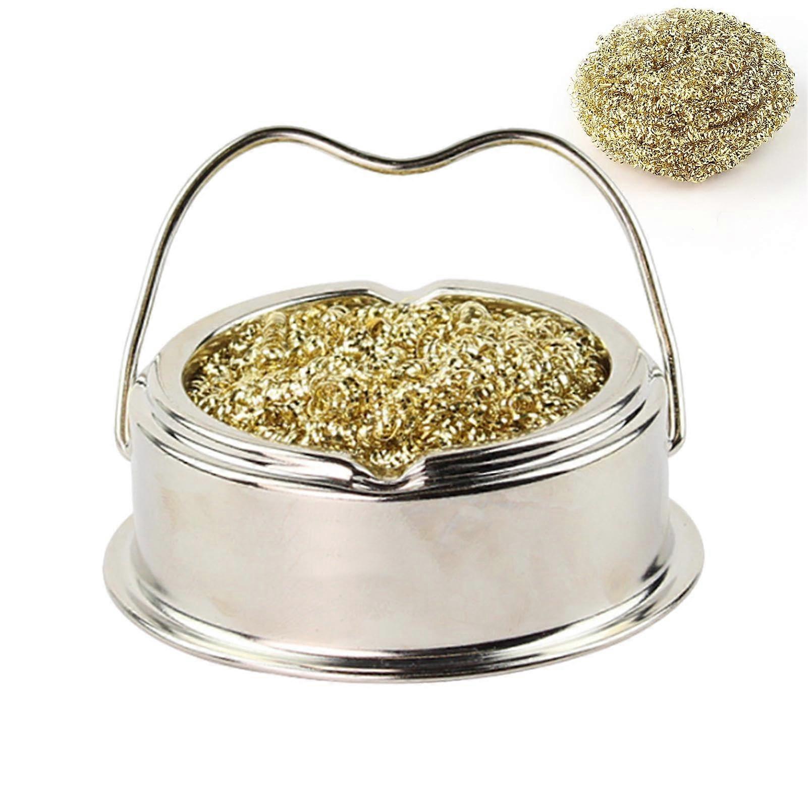Brass Sponge Cleaner Sponge Holder for Soldering, Electric Tip Cleaner Temperature Soldering Tip Cleaner with Brass Sponge, Sponge Cleaner