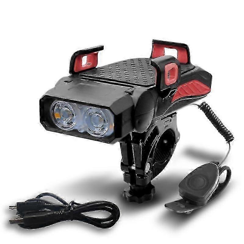 ZENGO Multi-Function 4 in 1 Bicycle Light Flashlight Bike Horn Alarm Bell Phone Holder