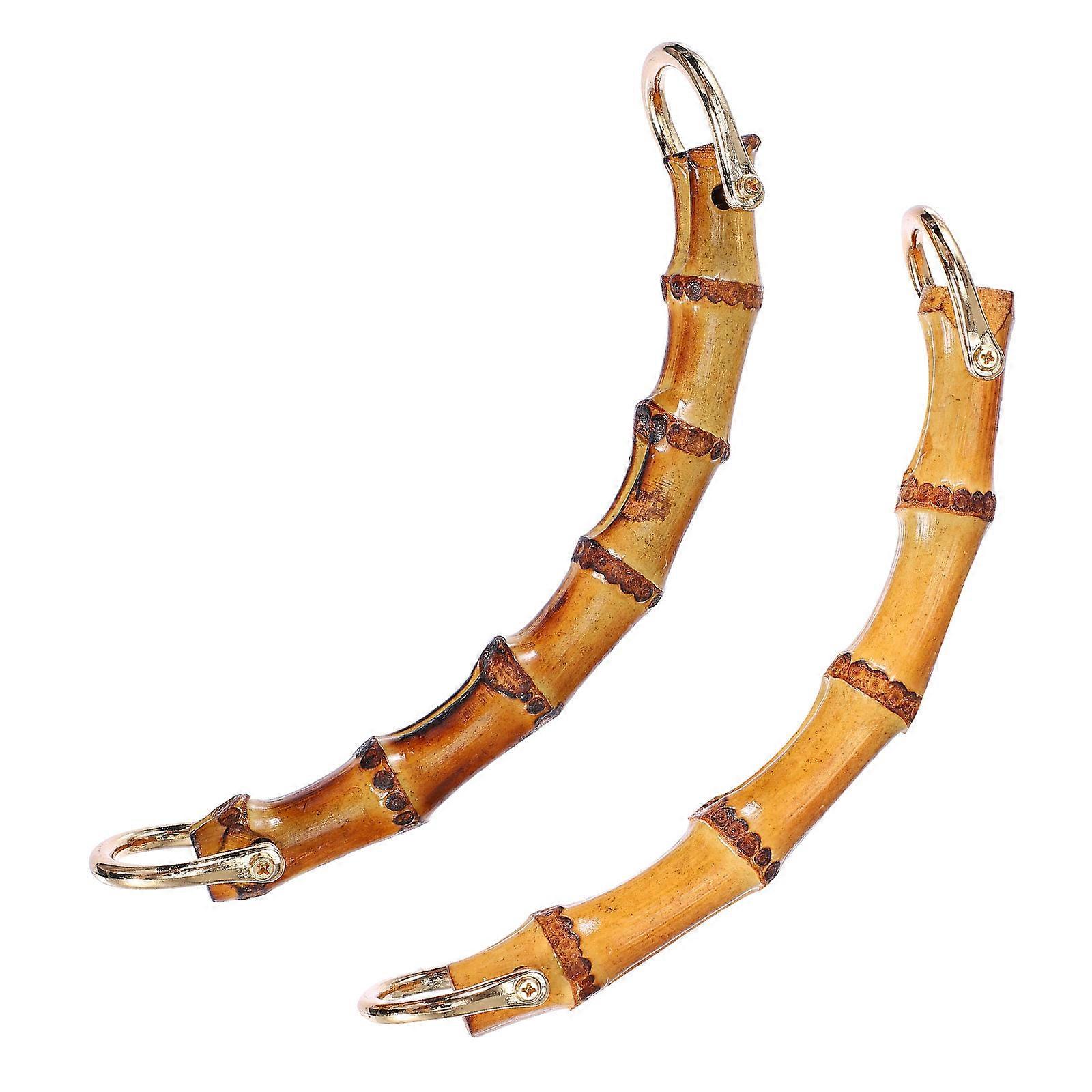 Bamboo Handbag Handles 2pcs Replacement Bag Strap for Straw Bags Beach Bags Durable Lightweight Elegant Design for Creative Crafting