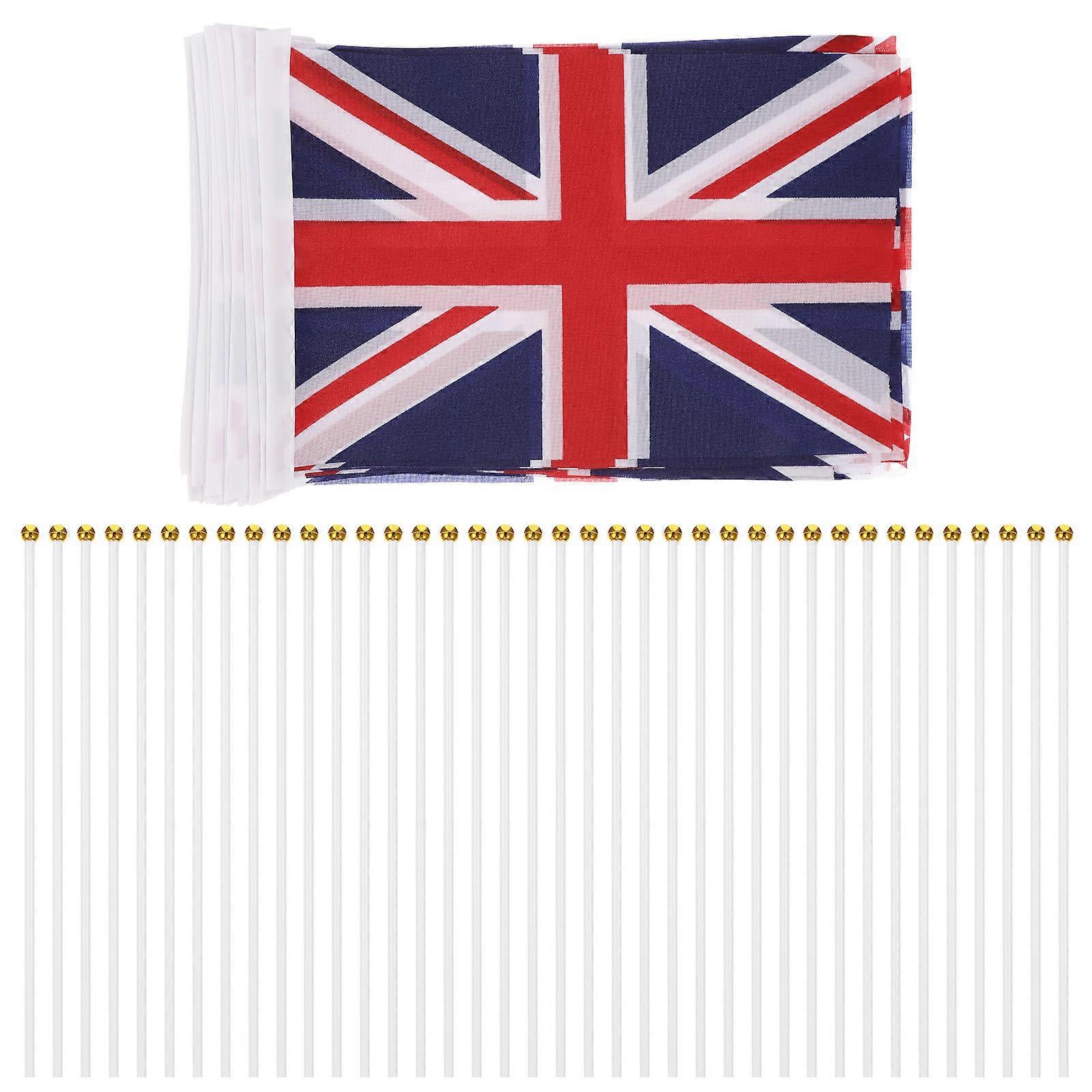 UK Handheld British Flag on Stick for Festival Use Lightweight Polyester 50pcs