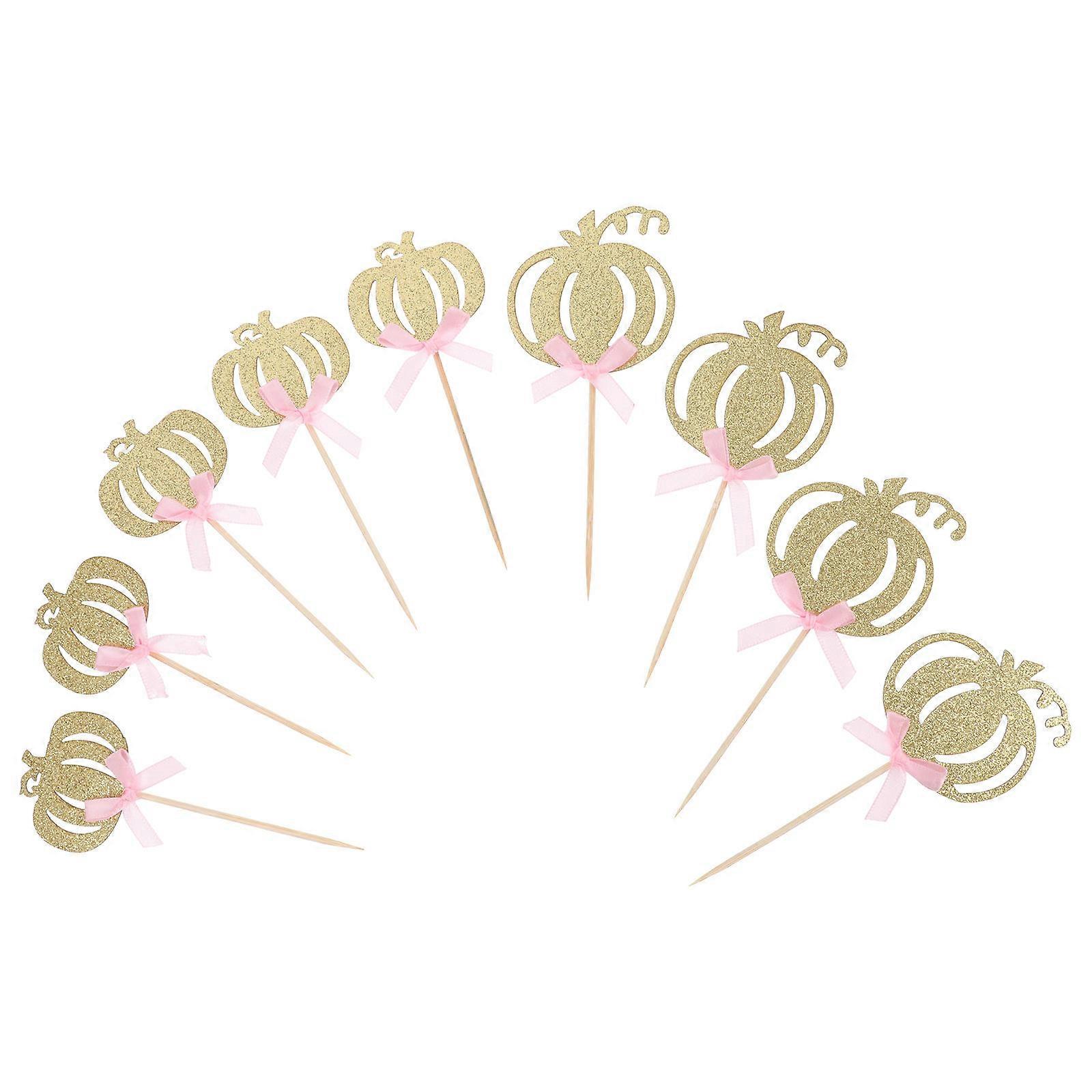 Assorted Color Pumpkin Shape Cake Topper for Festival Party Decorations Made of Premium Paper 20pcs