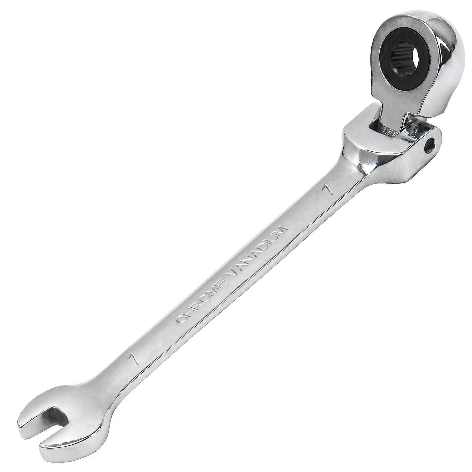 Flexible Ratchet Spanner 7 Mm, 2-In-1 Ratchet Spanner With Ratchet Function, 72 Teeth, Chrome Vanadium Steel