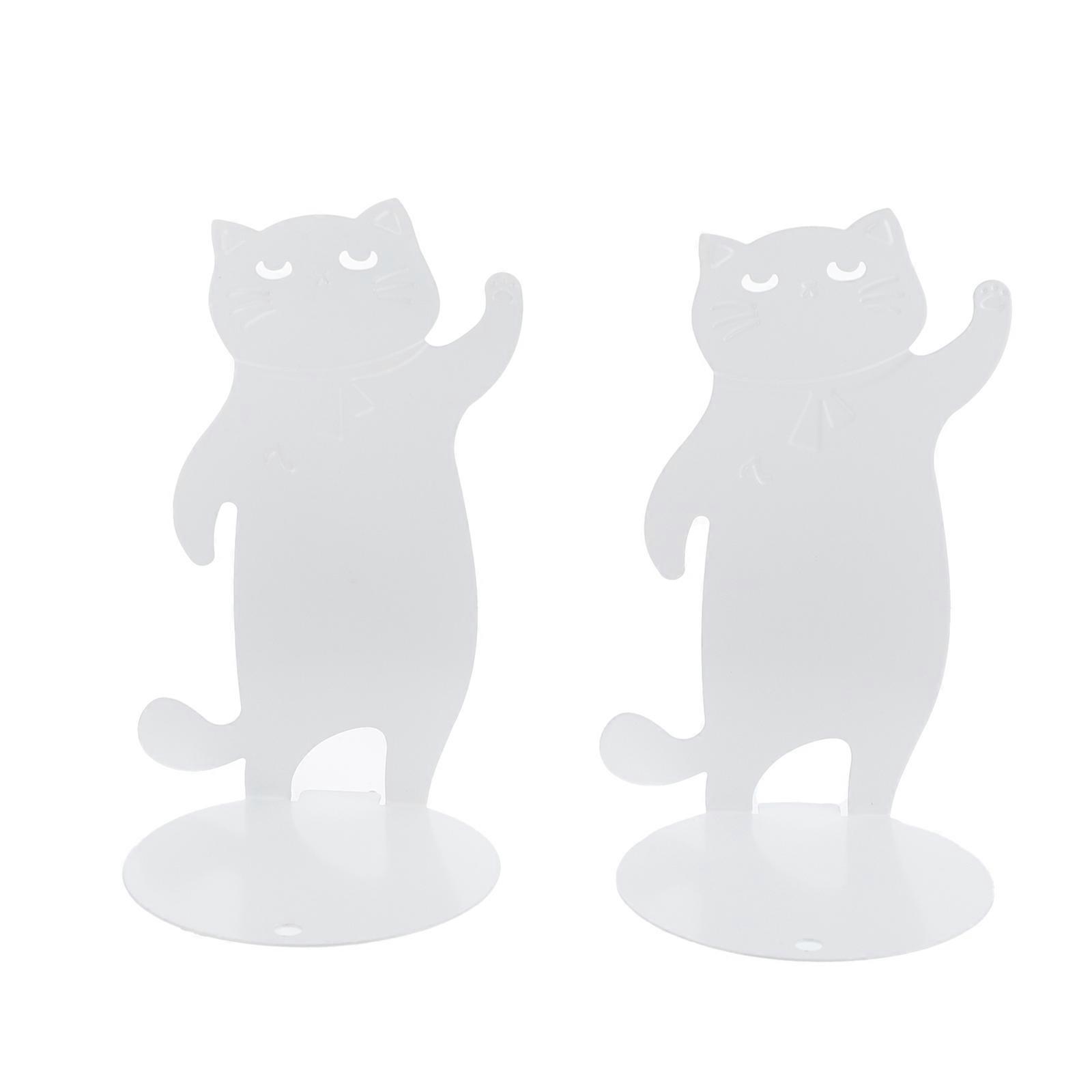 Cat Shaped Bookends White Iron for Book Use Simple Design Practical Study Room Bedroom Office