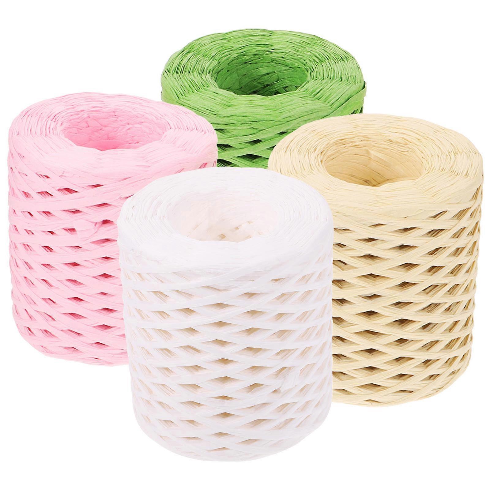 4 Rolls Raffia Twine Wrapping Ribbon Versatile Craft Accessory for Christmas Gifts, DIY Projects, and Decorations Soft and Durable with Elegant