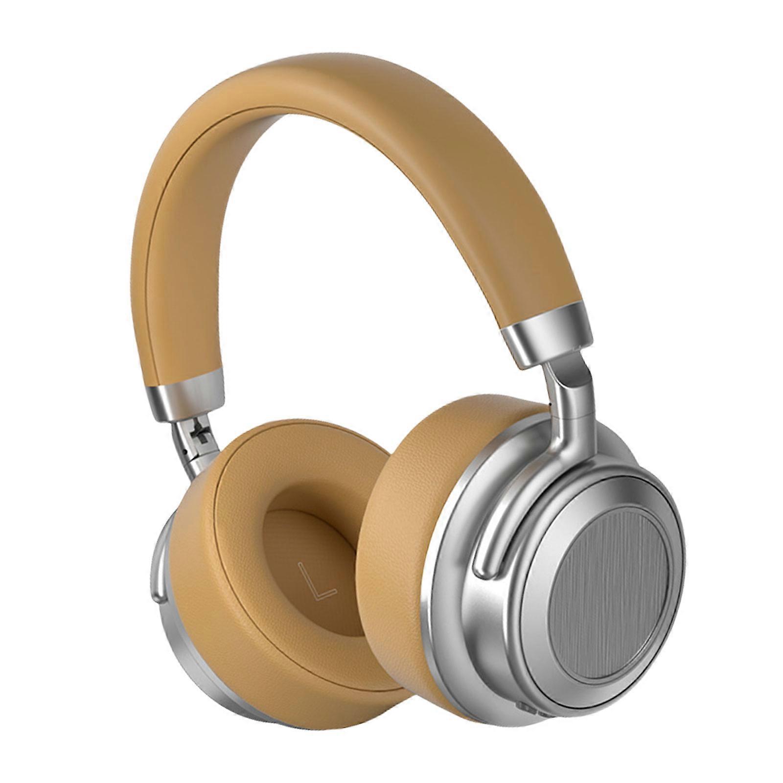 Bluetooth-compatible Headphone Over Ear Wireless Headphone with Microphone Stereo Deeper Hifi Soft Ear Cups Foldable  Brown