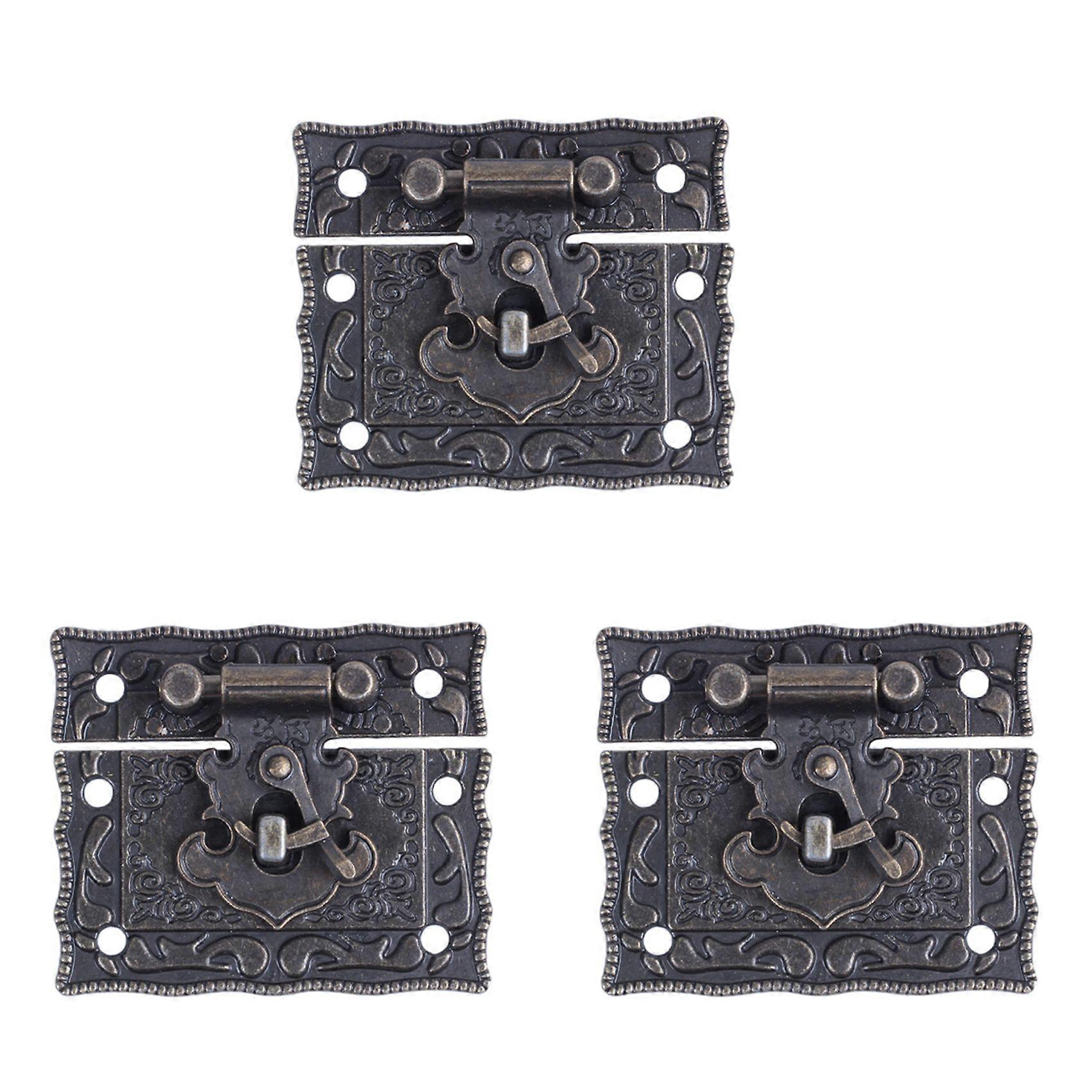 3X Wood Case Chest Box Rectangle Clasp Closure Hasp Latches Bronze Tone