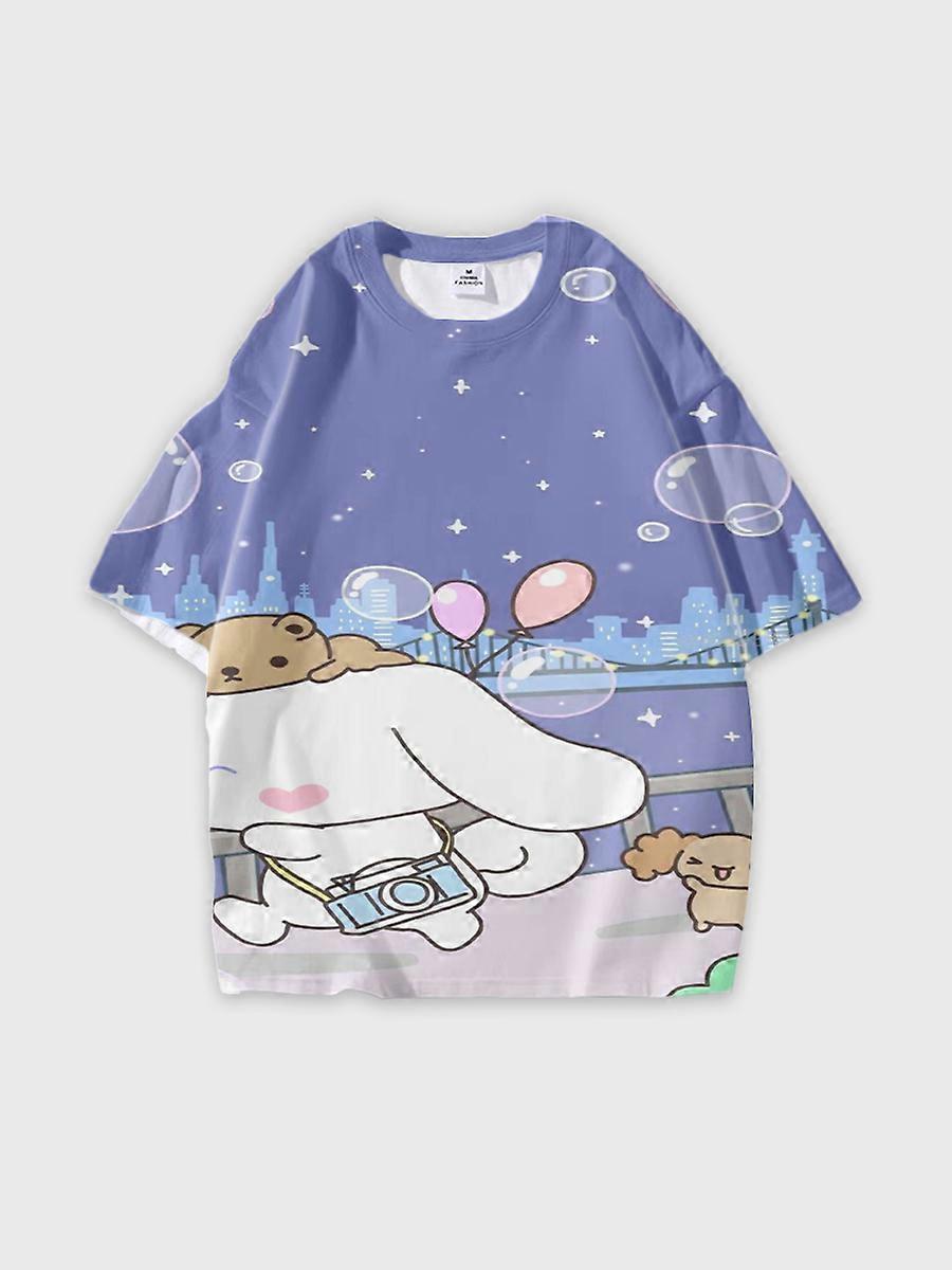 T-shirt round neck Cartoon Pattern loose short sleeve E2546