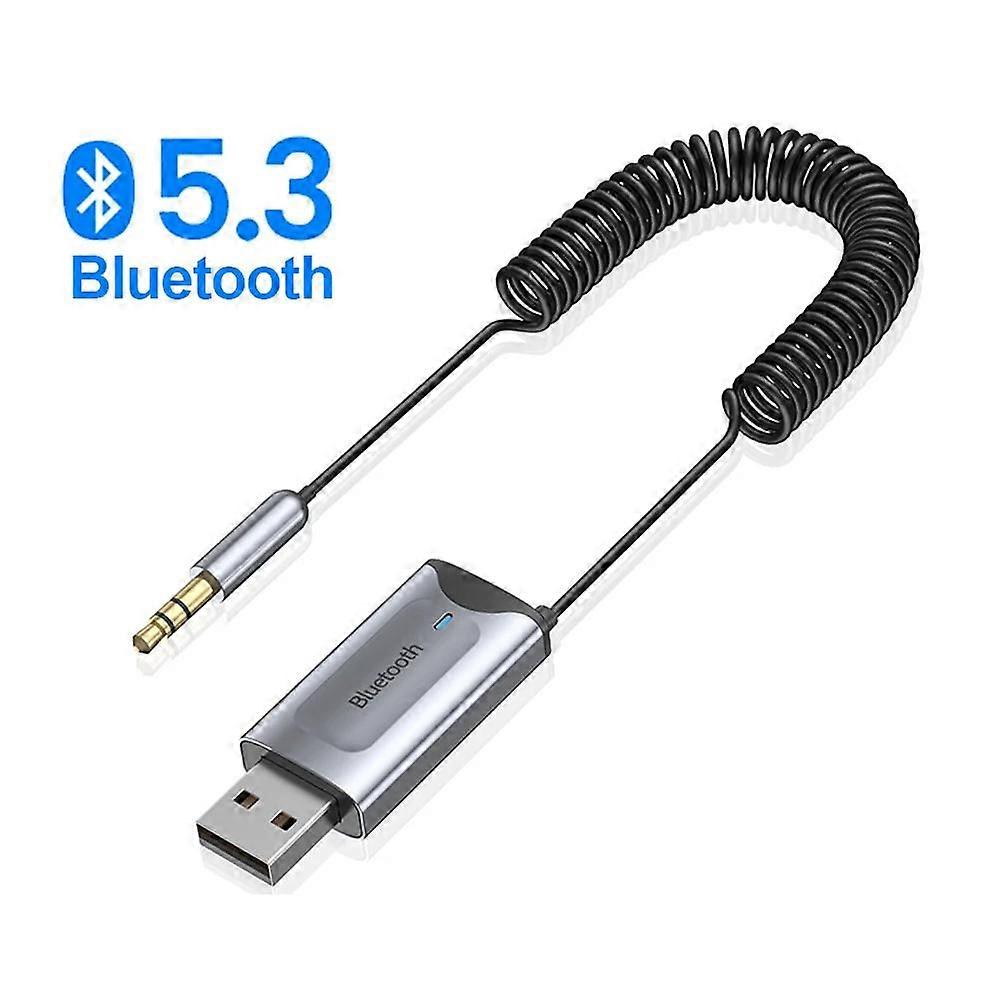 Car Aux Bluetooth 5.3 Adapter Wireless Audio Receiver USB to 3.5mm Jack TF Card Handsfree Transmitter for Car Speaker