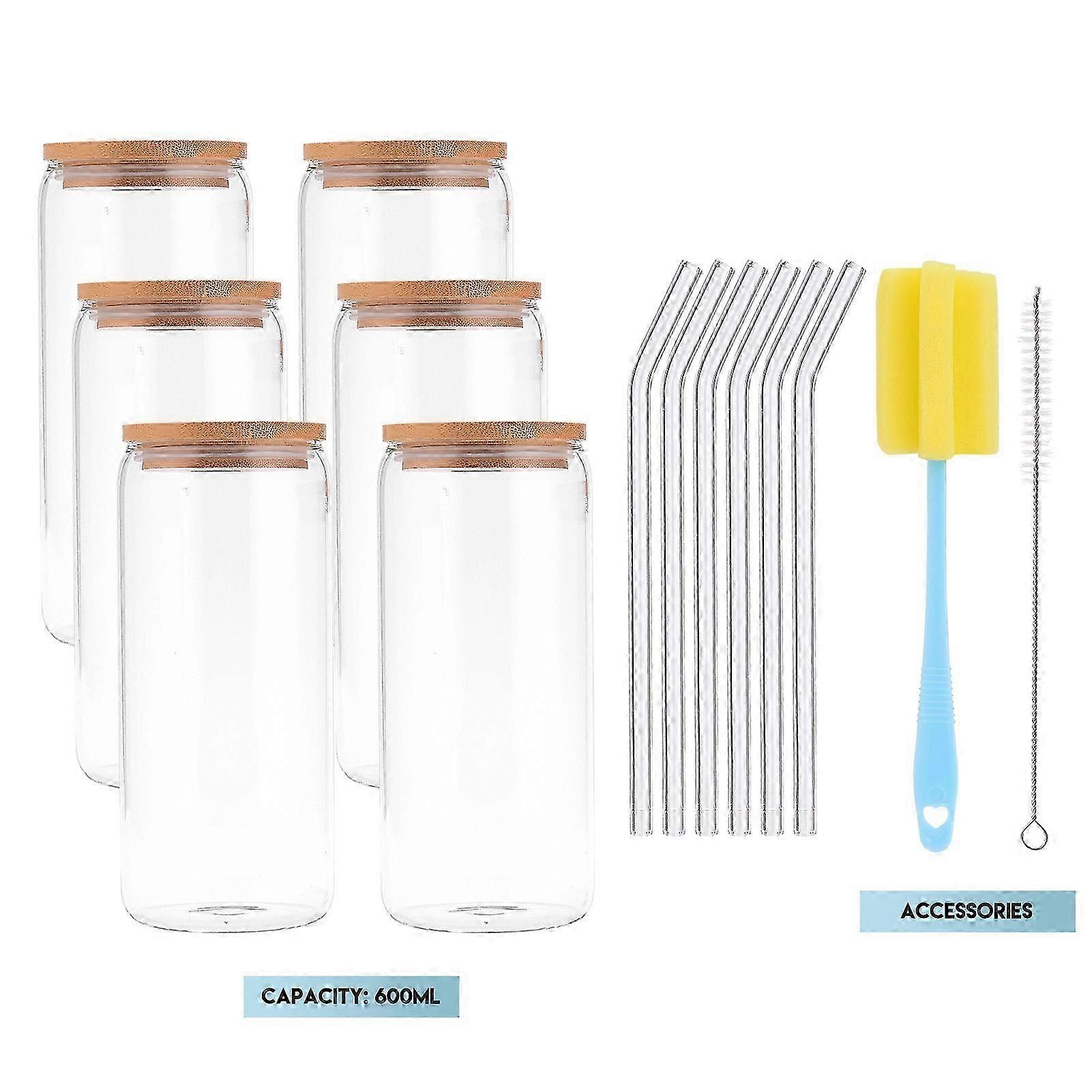 طقم قش زجاجي من فحم الكوك مع غطاء من الخيزران والخشب طقم زجاج علب الشرب طقم زجاج SZRG A-S -407