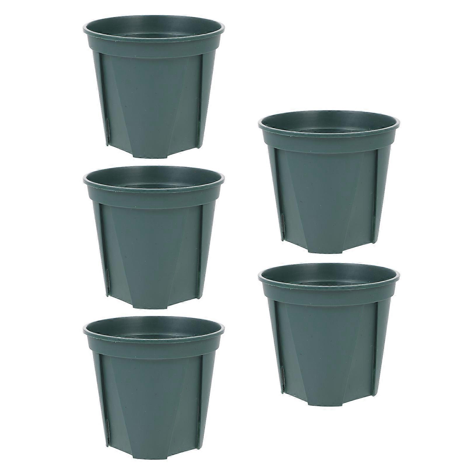 5Pcs Minimalist Green Root Control Planter Flowerpot Round Shape Ideal For Gardening 10.5X12cm Water Filtering
