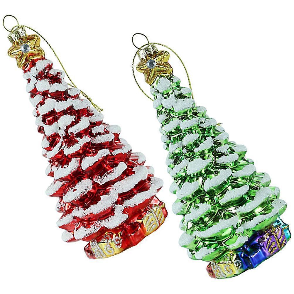 Christmas Tree Decoration 2Set Festive Tree Decoration Assorted Color Christmas Tree Shape Background Photo Prop 15X7X7CM