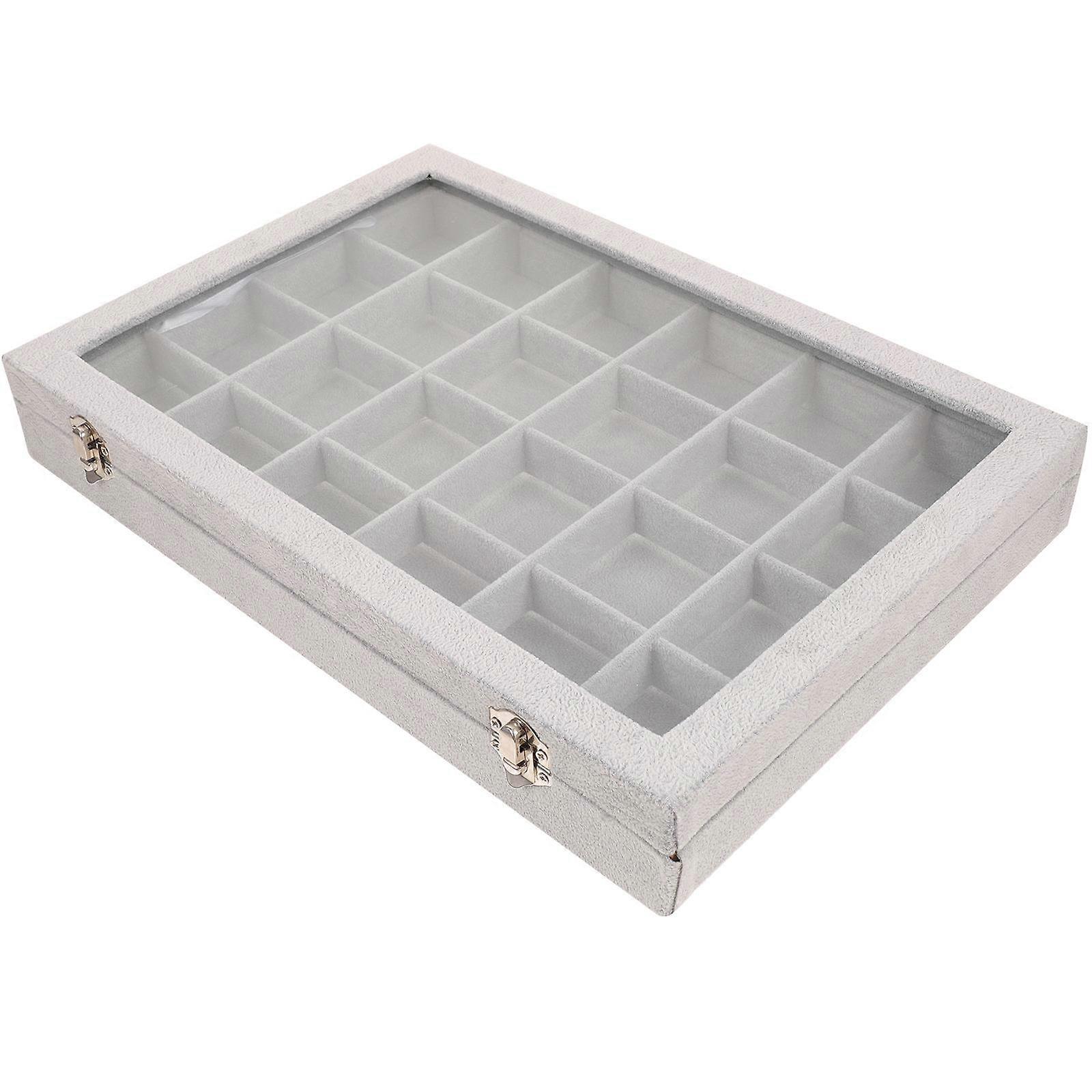Grey Jewelry Box with Detachable Divider for Storage Elegant Sponge Display Box Perfect for Accessories Organization