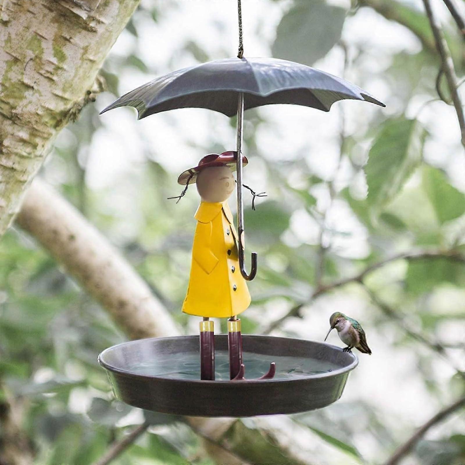 Hummingbird Food Bird Bath Towel Feeder Tray with Metal Hanging Chain and Umbrella for Garden Yard Decoration