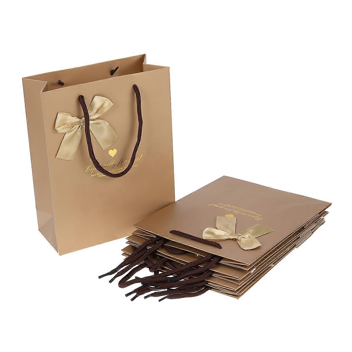 5PCS Premium Golden Gift Bags with Handles for Parties Events and Storage Use Size M
