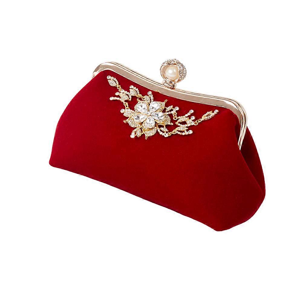 Girls Evening Handbag For Parties With Elegant Design And Rhinestones In Red 1Set