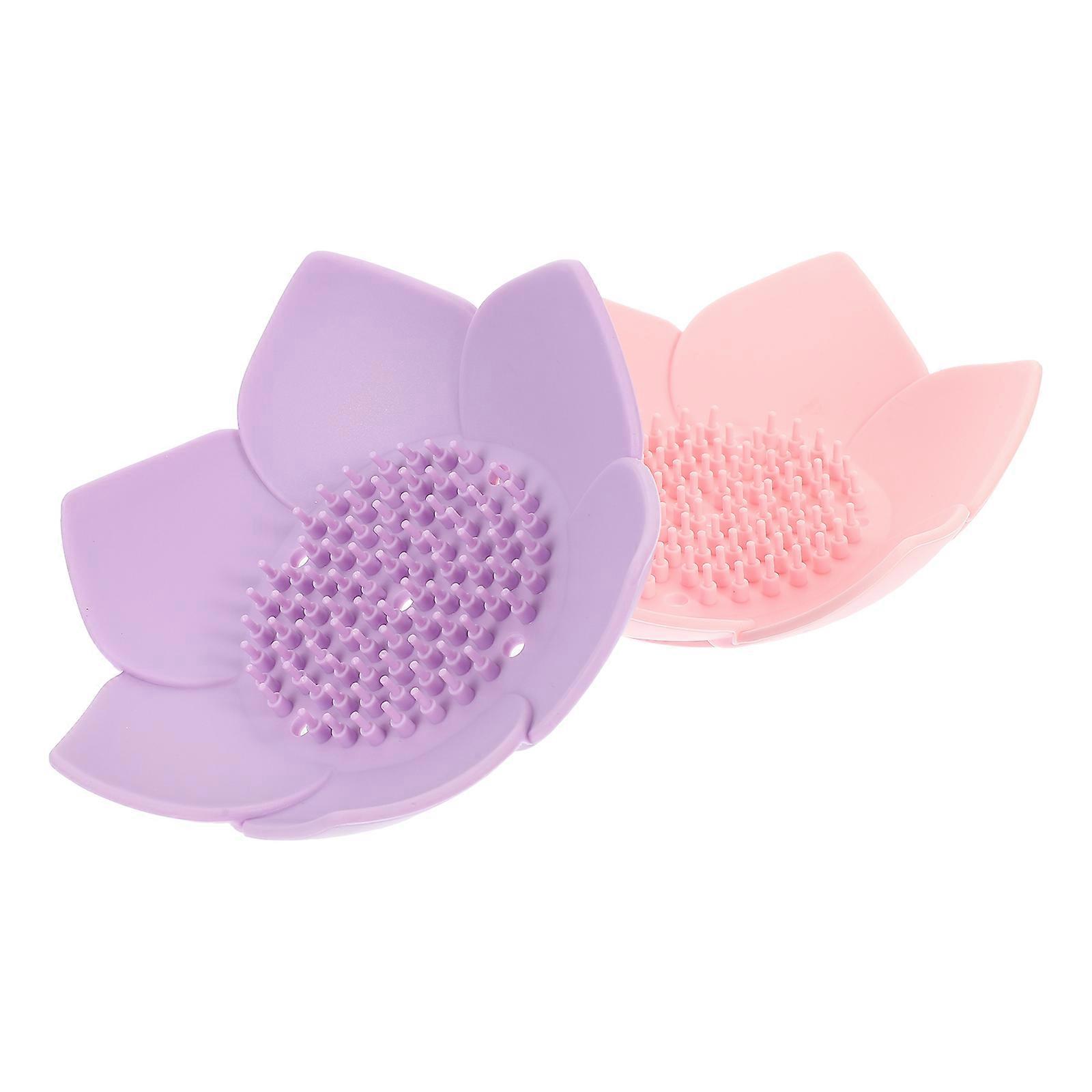 Silicone Soap Holders with Draining Function, Versatile Bathroom and Kitchen Soap Racks, Easy to Clean, Pink and Purple Options