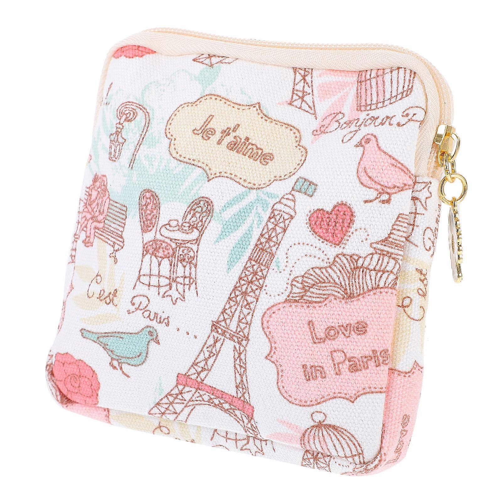 Portable Sanitary Napkin Storage Bag Credit Card Organizer Families Daily Use Cotton Cloth 1Pack