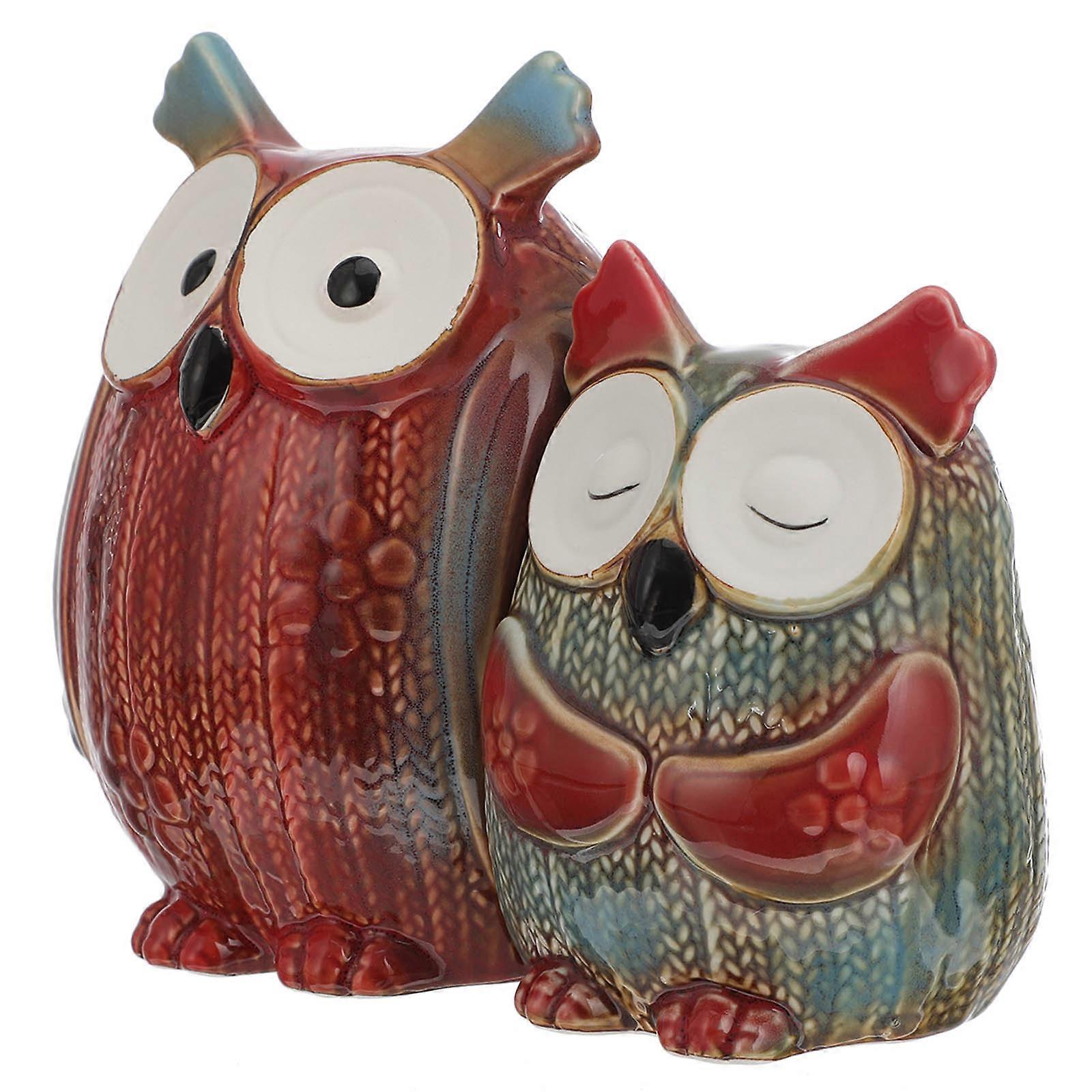 Creative Ceramic Owl Figurines   Smooth, Durable Home & Office Decor Statues for Easy Cleaning