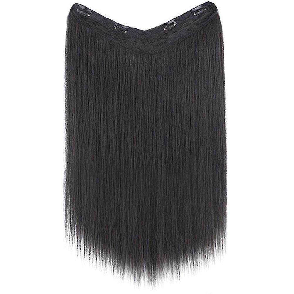 Durable Black Hair Extensions with High Temperature Fiber for Women Parties and Daily Use 24 Inches