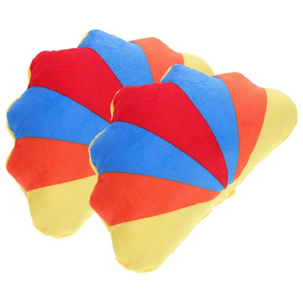 Puppy Teething Squeaky Toy 2Pcs Plush Dental Health Promoting Chew Toy For Dogs Cartoon Shell Shape Unique Color