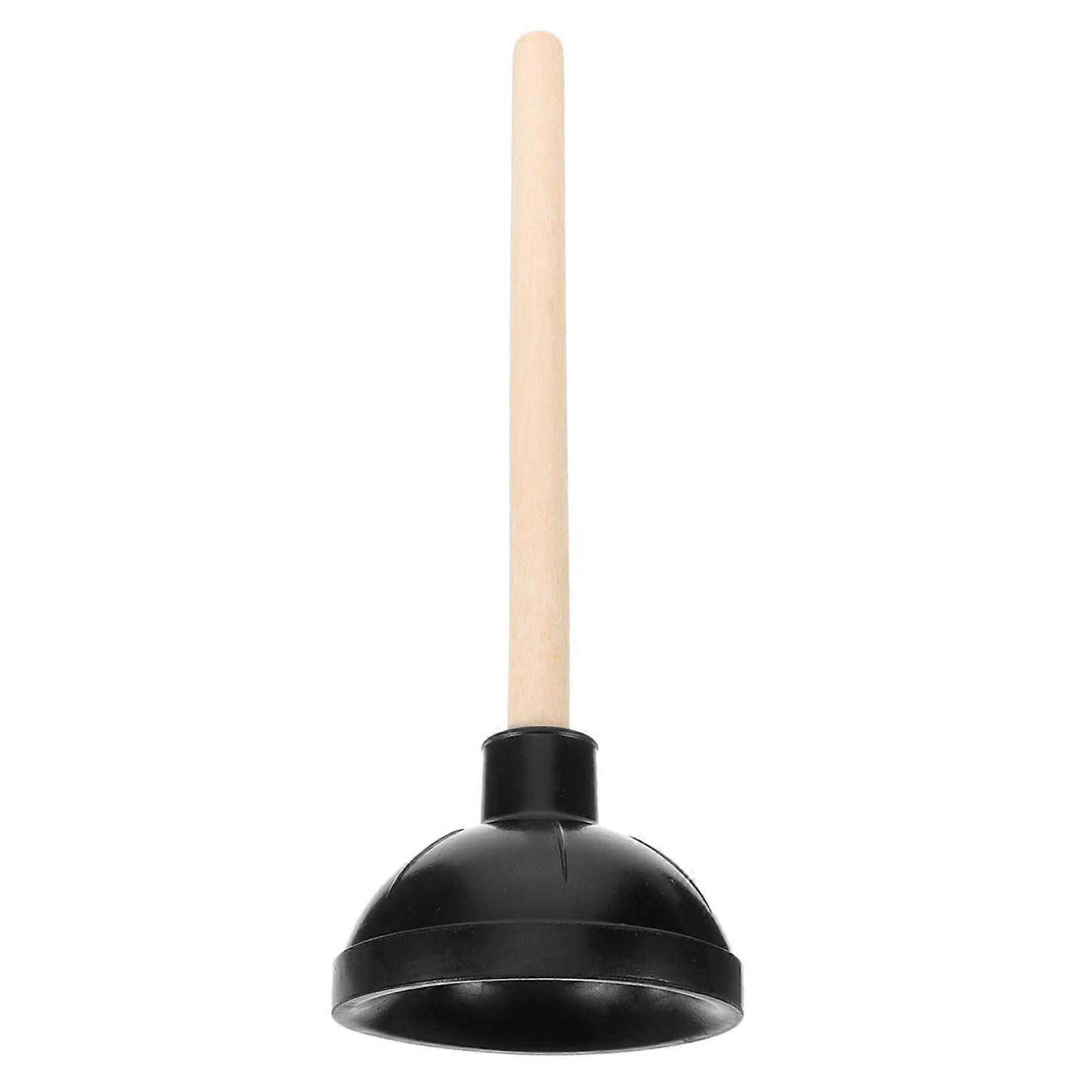 Plunger with Wooden Handle for Bathroom Clogs - Ergonomic Toilet and Drain Unclogging Tool, Durable and Effective