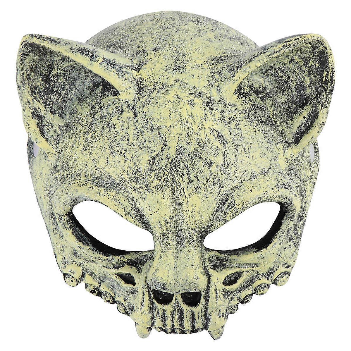Halloween Prop Skull Mask 1Pack Suitable For Cosplay Events Adults Light Yellow Skull Shape Feature Distinctive