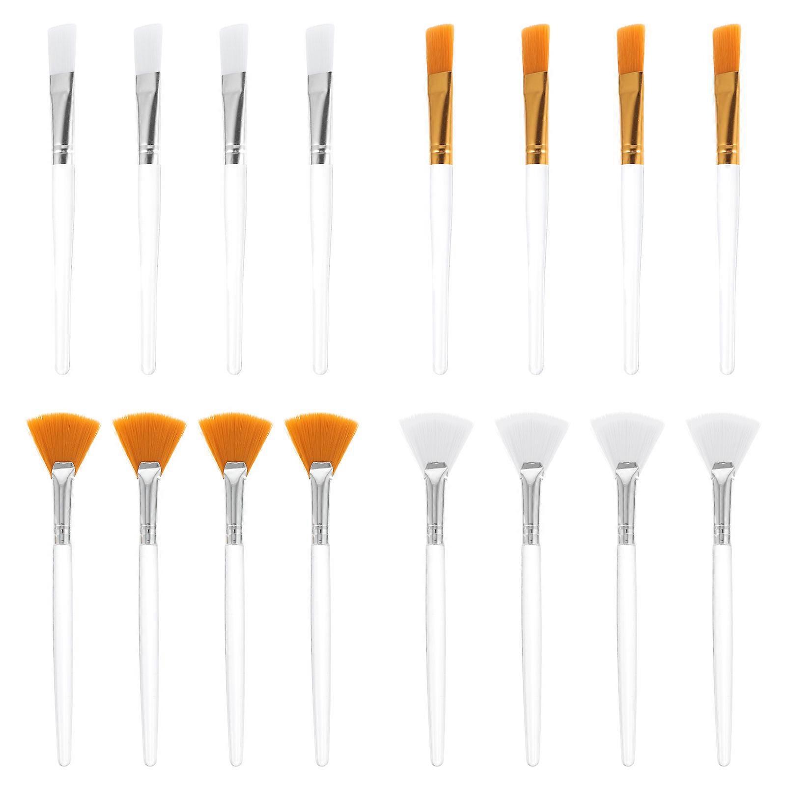 16pcs Facial Brushes for Makeup Use Portable Fan Brushes with Comfortable Touch Assorted Color