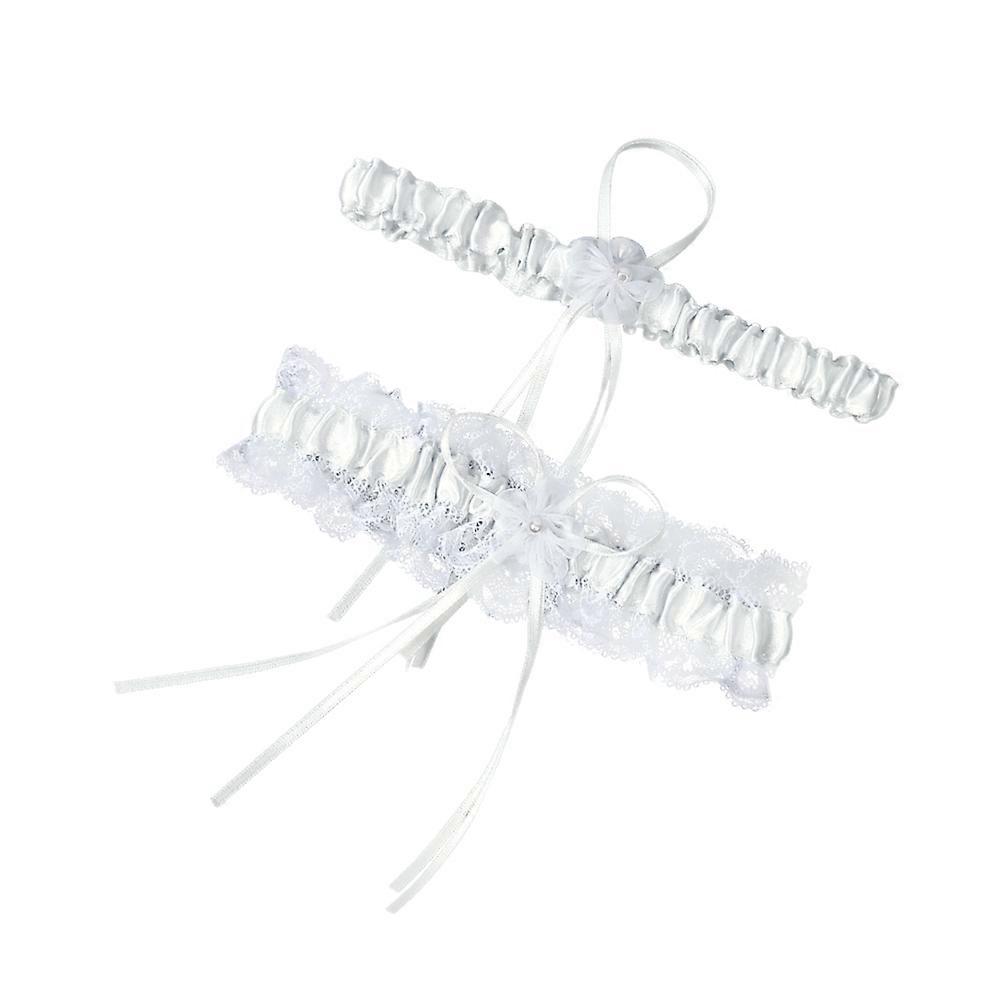 בירית תחרה להקת רגל כלה לנשים לבן מתכוונן מתאים לחתונה זוג אחד