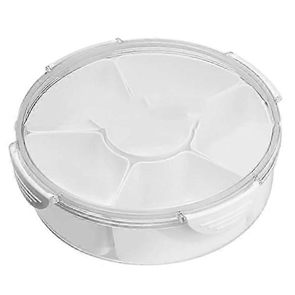 Tray with Lid - Divided Snack Box with 6 Compartments for Serving Dishes, Fruit