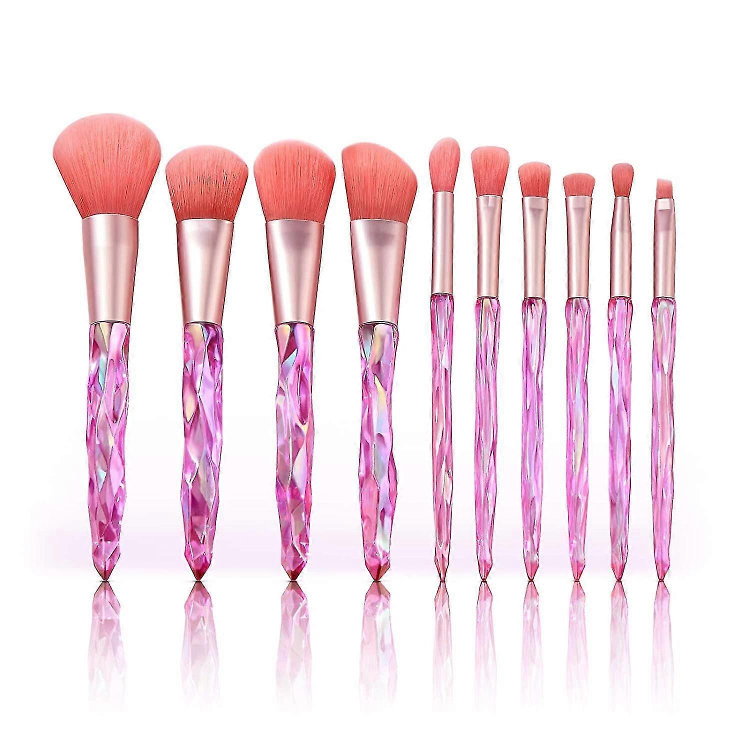 Elegant Pink Makeup Brush Set with Diamond-Shaped Handles for Precision