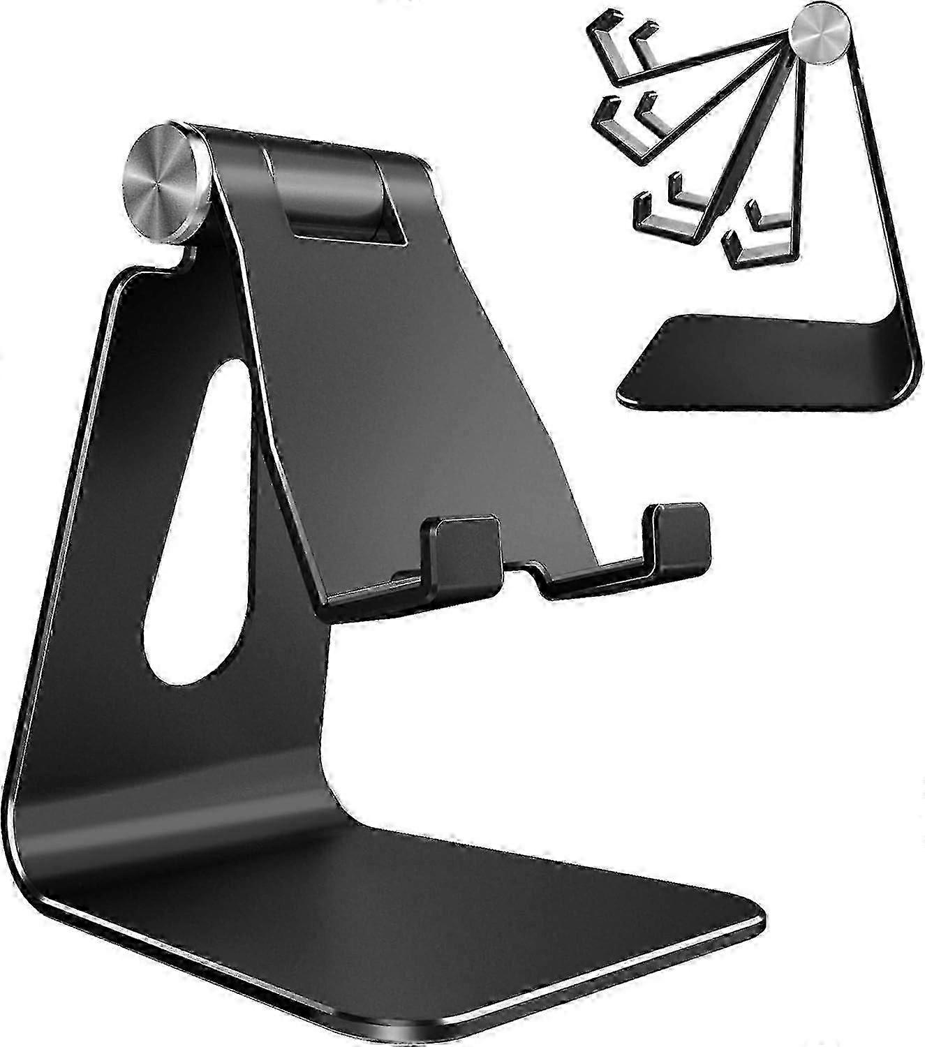 Adjustable Aluminum Phone Stand Holder Dock for Desktop - Black