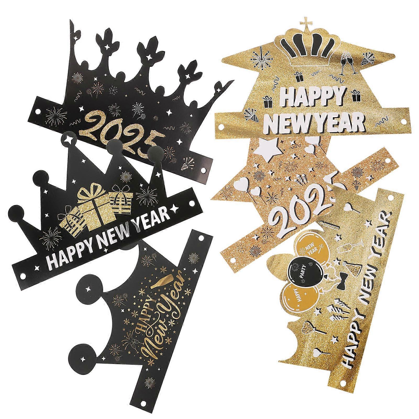 Happy New Year Paper Hats for Adults and Kids with Party Crown Design Multi Color Photography Props