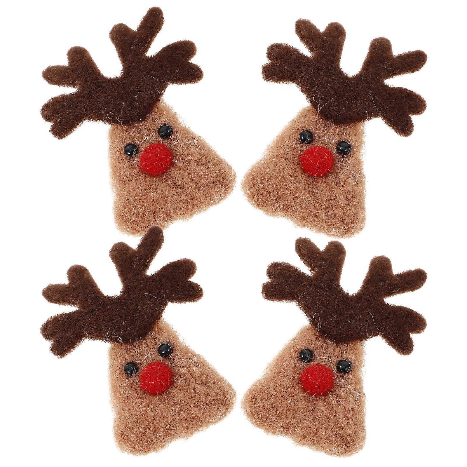 Unique Deer Head DIY Ornaments For Holiday Decor 4Pcs Wool Felt Accessories For Christmas