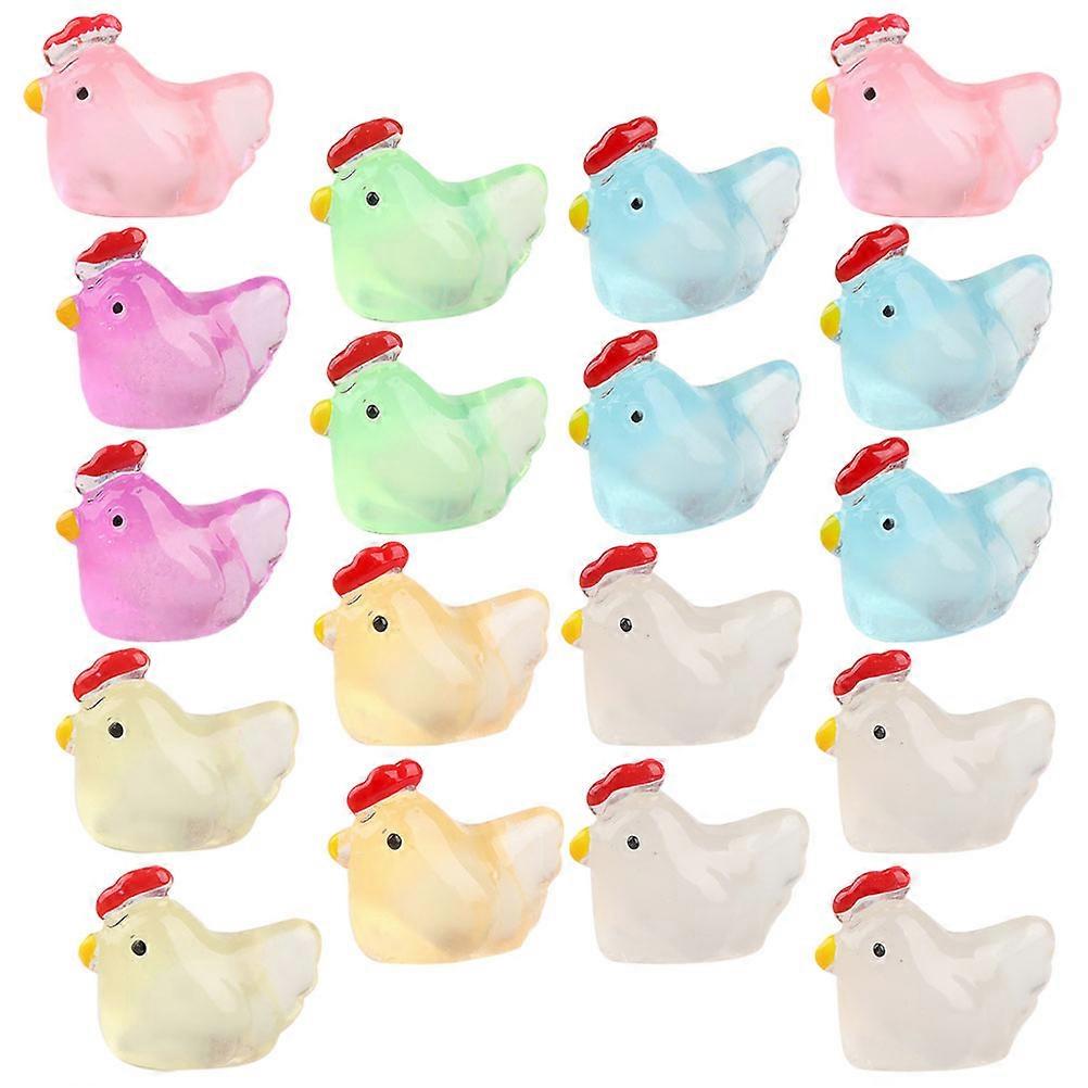 24pcs Mini Chicken Figurines, Luminous Resin Tiny Chick Statues for DIY Crafts, Glow in the Dark Miniature Garden Decor for Home and Dollhouse