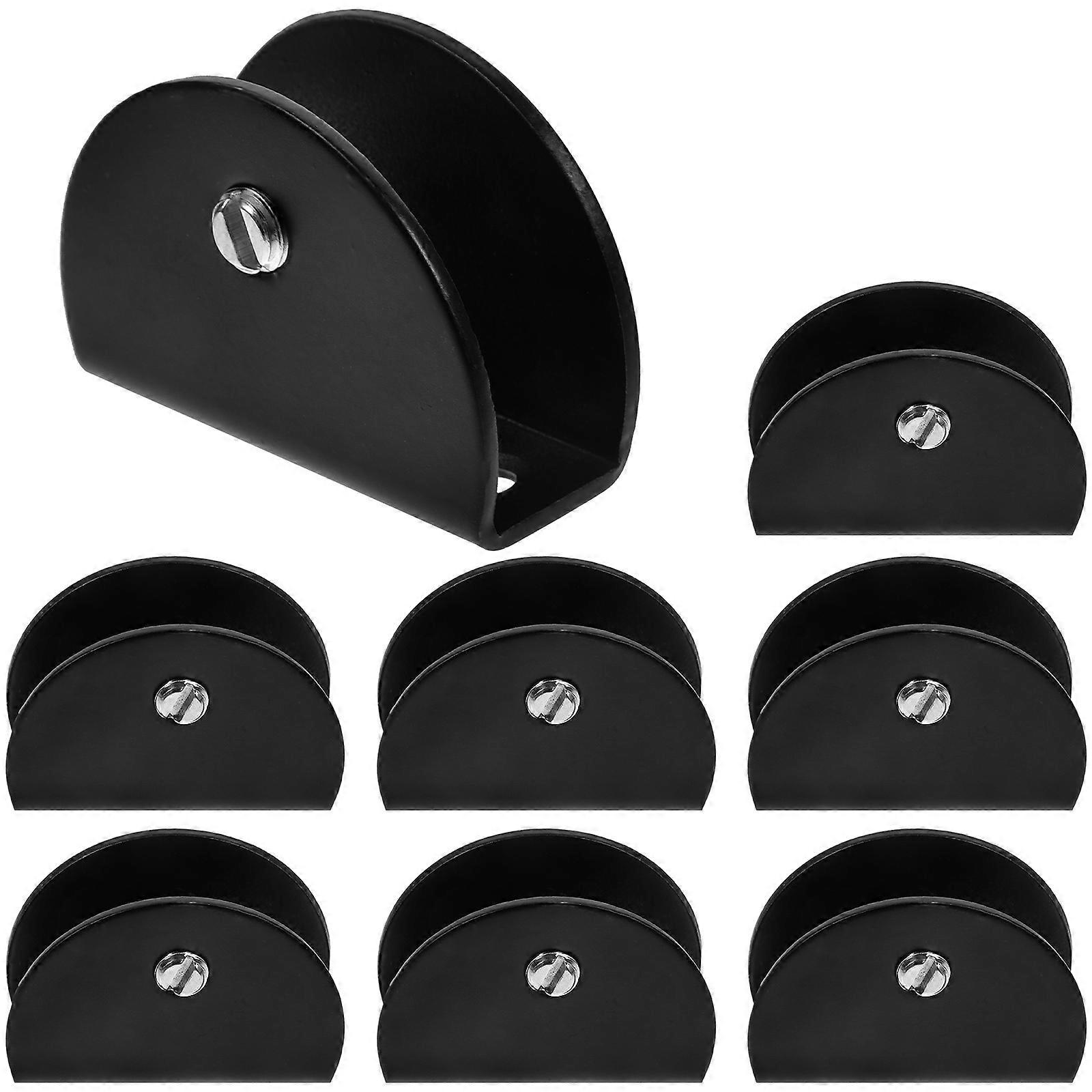 8pcs Black Stainless Steel Glass Clips for Storage Secure and Durable Floating Shelf Clamps Size L
