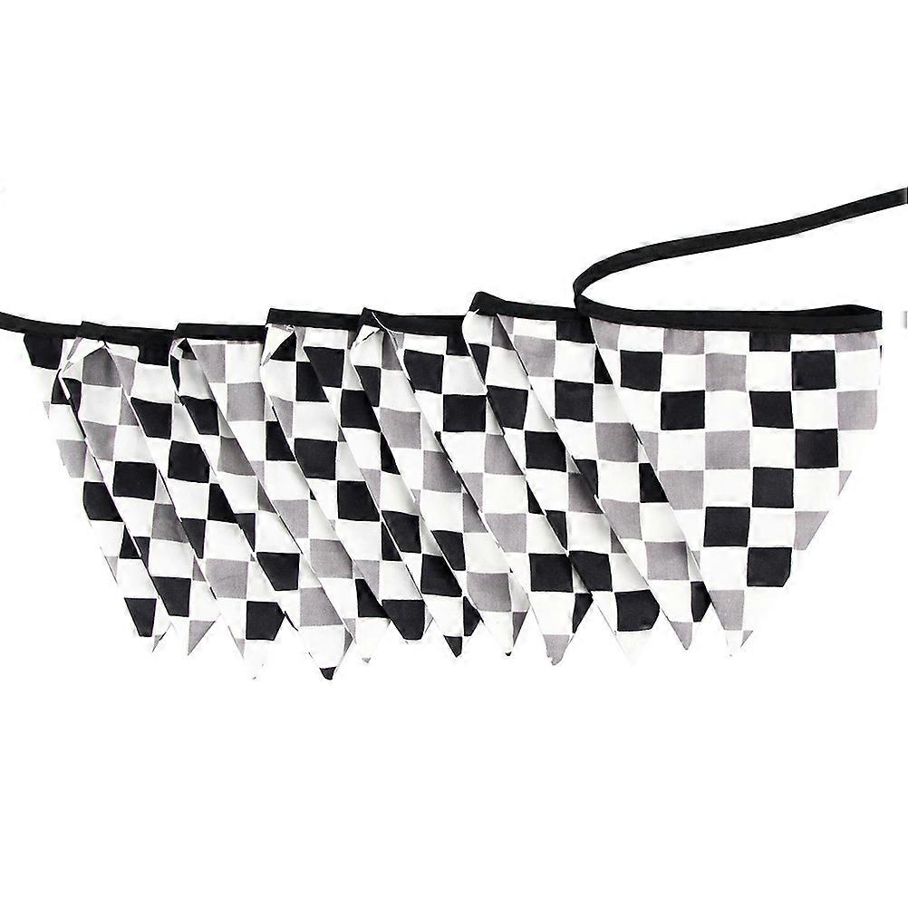 Checkered Pattern Banner Black Double-Sided Printing String Banner for Decoration