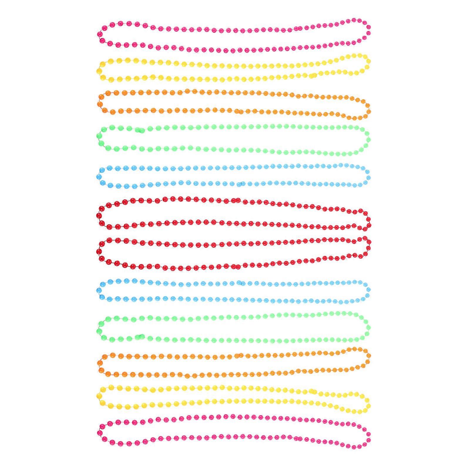 Neon Plastic Beaded Necklaces 12pcs Set – Vibrant Festival Costume Accessories for Holiday Parties, Masquerade & Carnival – Lightweight & Comfortable