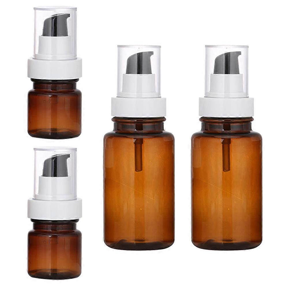 4Pcs Refillable Travel Bottles Press-Type Design Ideal For Home Bathroom Use Light Brown Durable Material