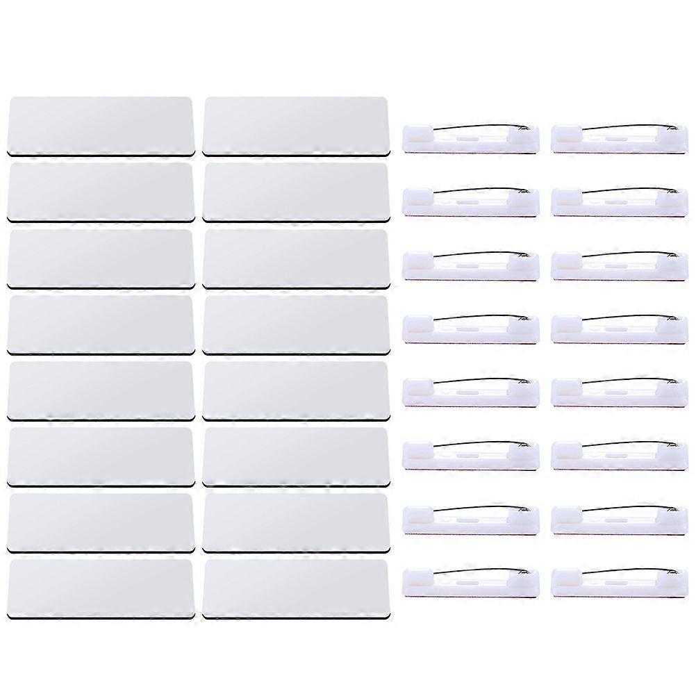 16Pcs Name Tag Blank Name Badges DIY Blank ID Sublimation Name Badge with Pin Backing for Office
