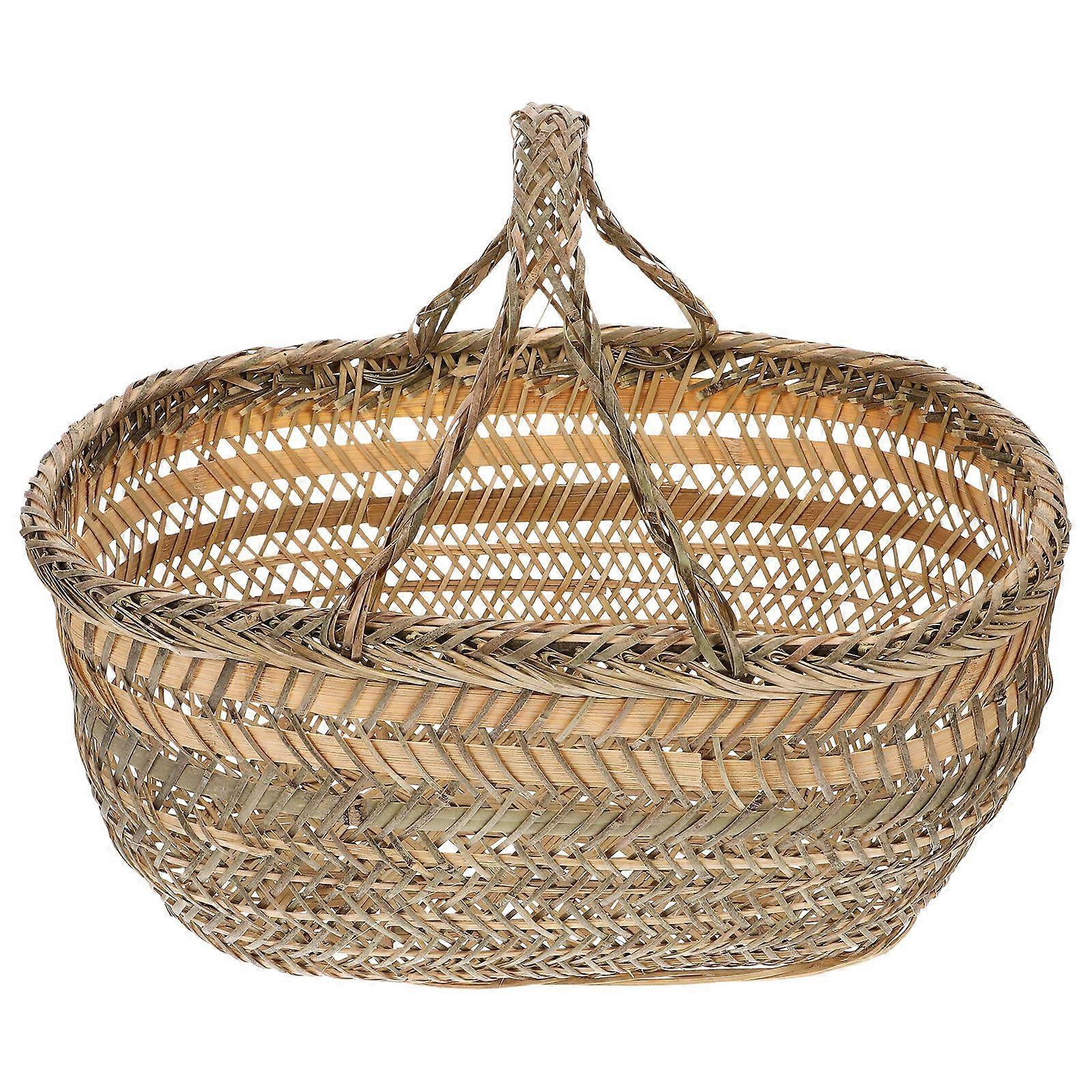 Handmade Storage Holder Fruit Container Hand-Woven Handle Bag Portable Storage Holder Container
