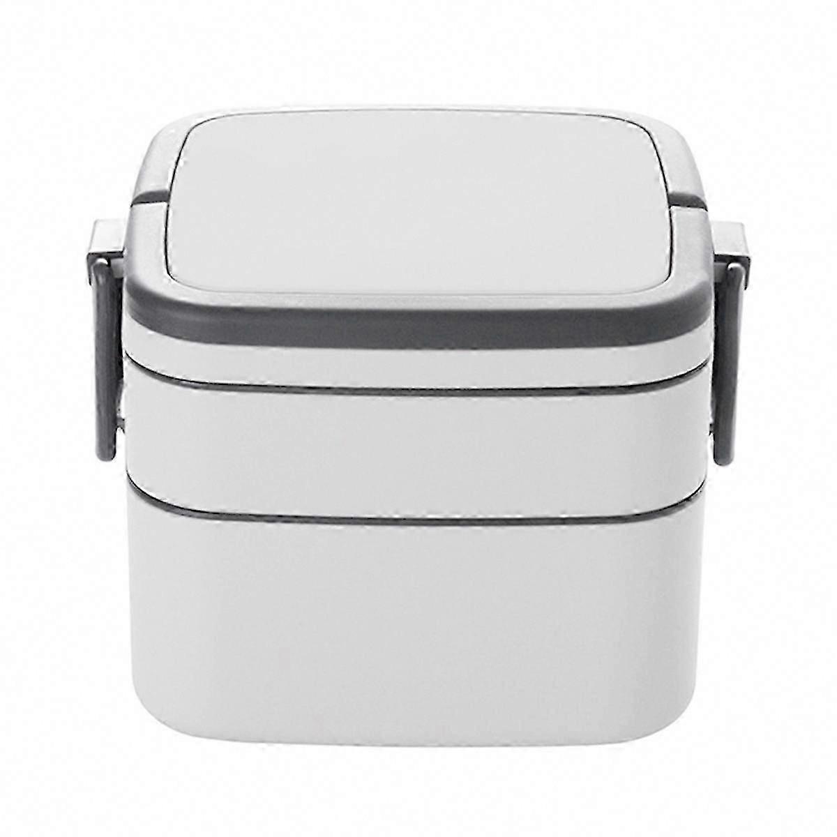 Portable Double-Layer Plastic Lunch Box - Leak-Proof, Microwaveable, Fitness & Student Meal Container