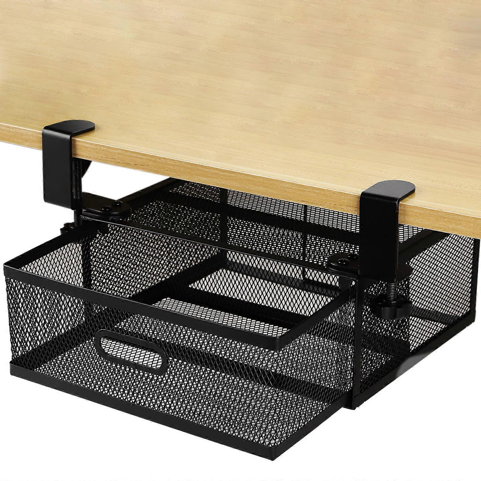 Quick Install Under Table Storage Drawer Unit for Papers Keys Office Home Essential Slide Out Organizer Tray  Black