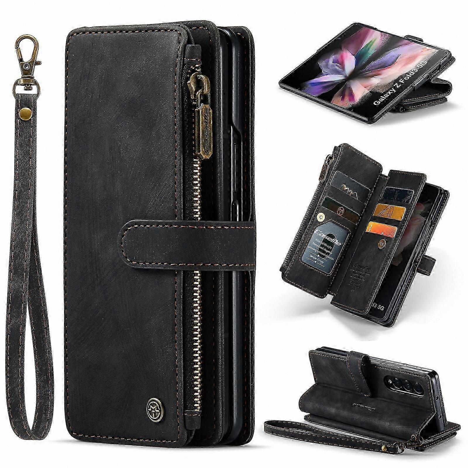 Zippered Leather Phone Case with Multiple Card Slots for Secure Storage