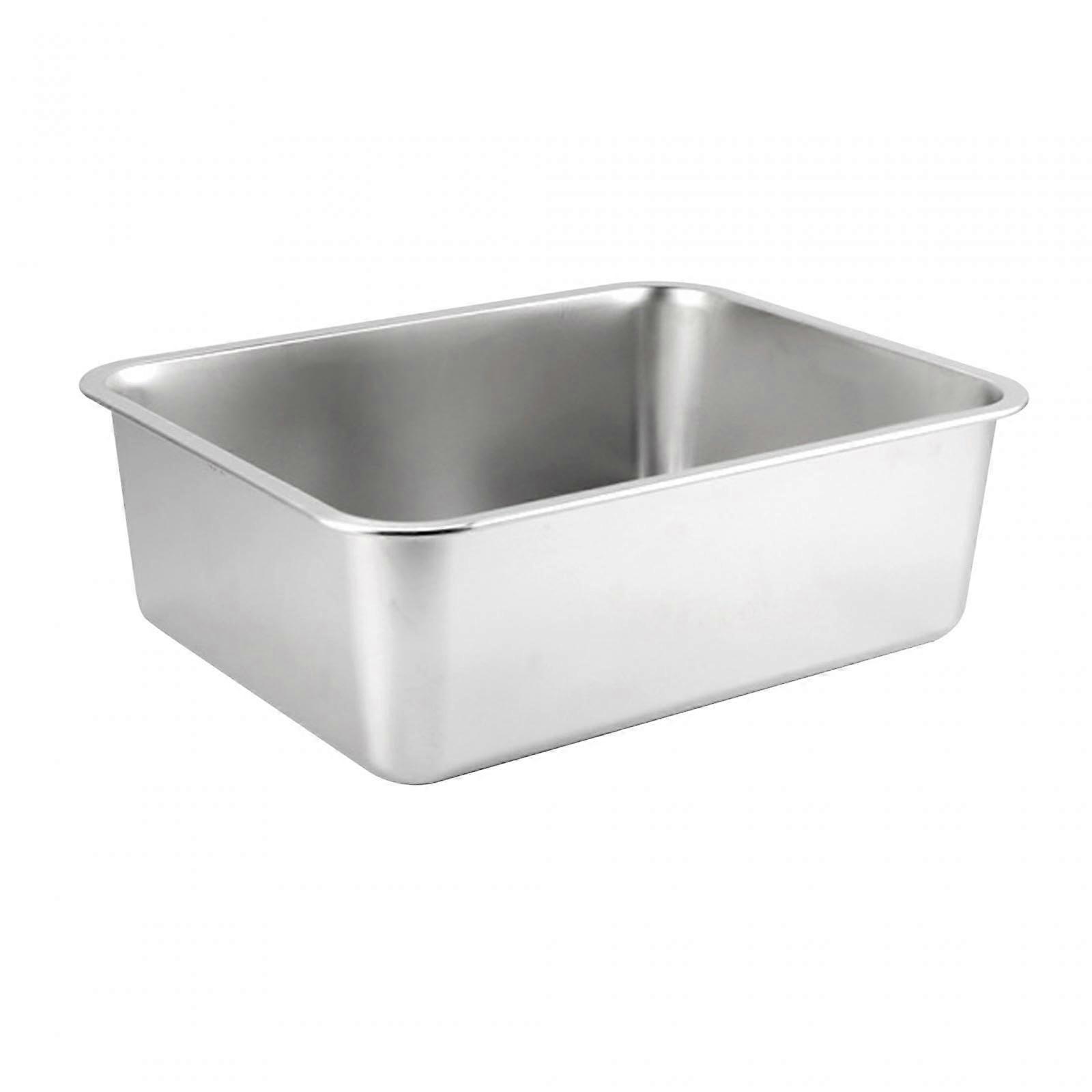 Stainless Steel Cat Rabbit Litter Box 40x30x10 Cm Smooth Edge Rustproof Kitten Potty Pan Model Ordinary