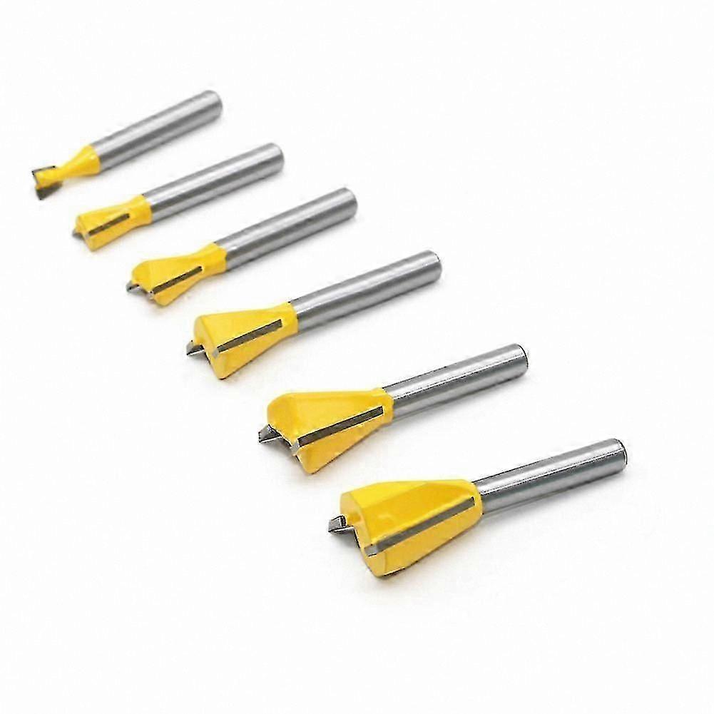 6-Piece 1/4" Dovetail Router Bit Set for Woodworking and Engraving Projects