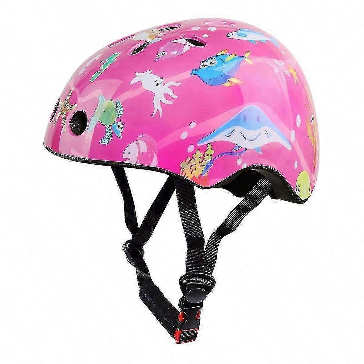 Cute Kids Bike Helmet Adjustable Comfort Helmets for Multi-Sports Cycle Skating Pink Underwater World
