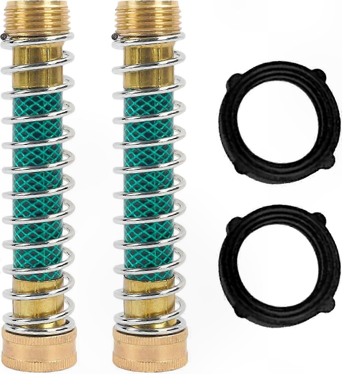 2-Pack Hose Protector with Brass Adapter and Spring Coil for Garden Use