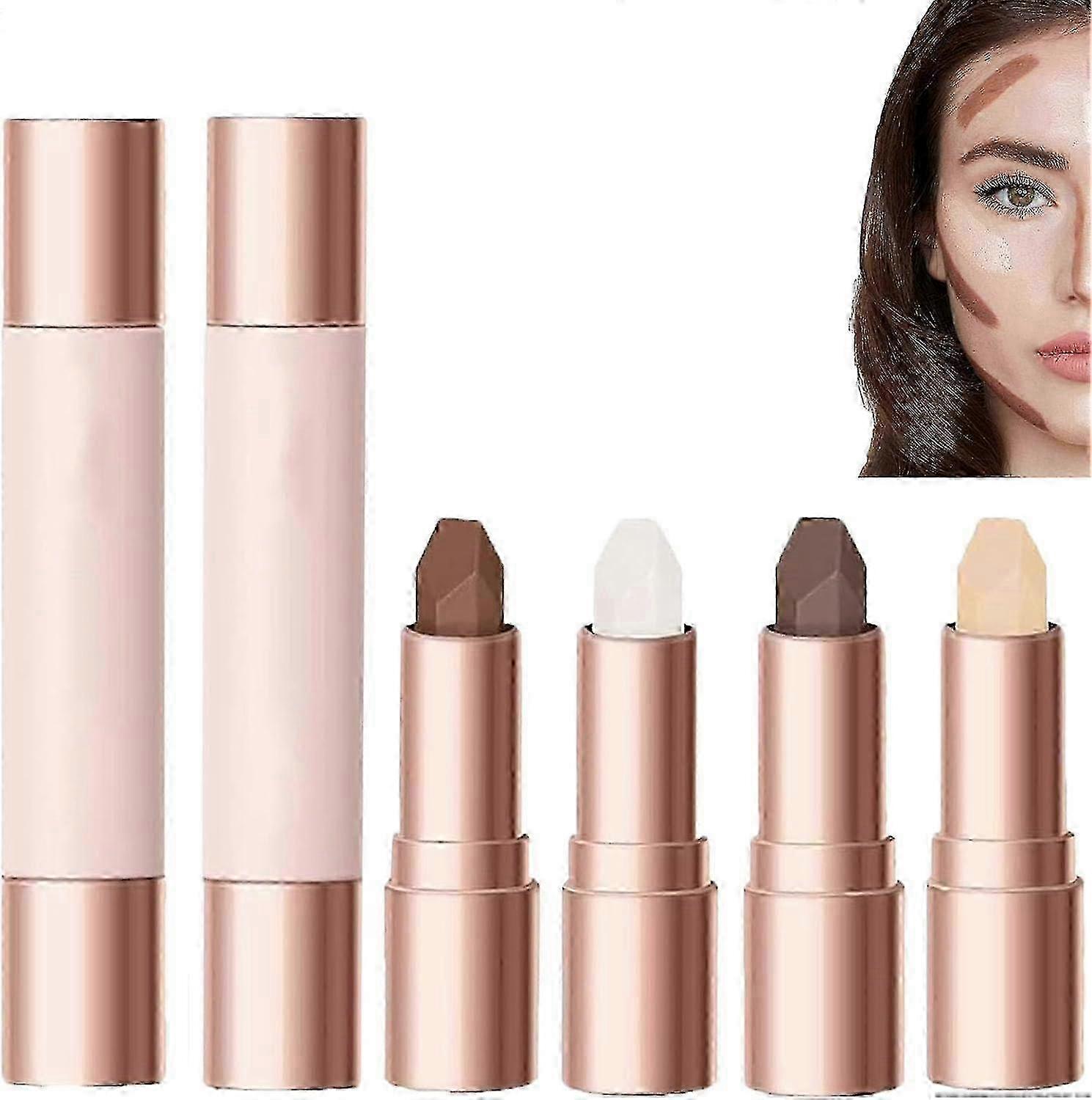 No Limits Cream Bronzer Stick, 2 in 1 Cream Bronzer and Highlighter Stick, Face Brighten Stick, Double Head Cream Bronzer