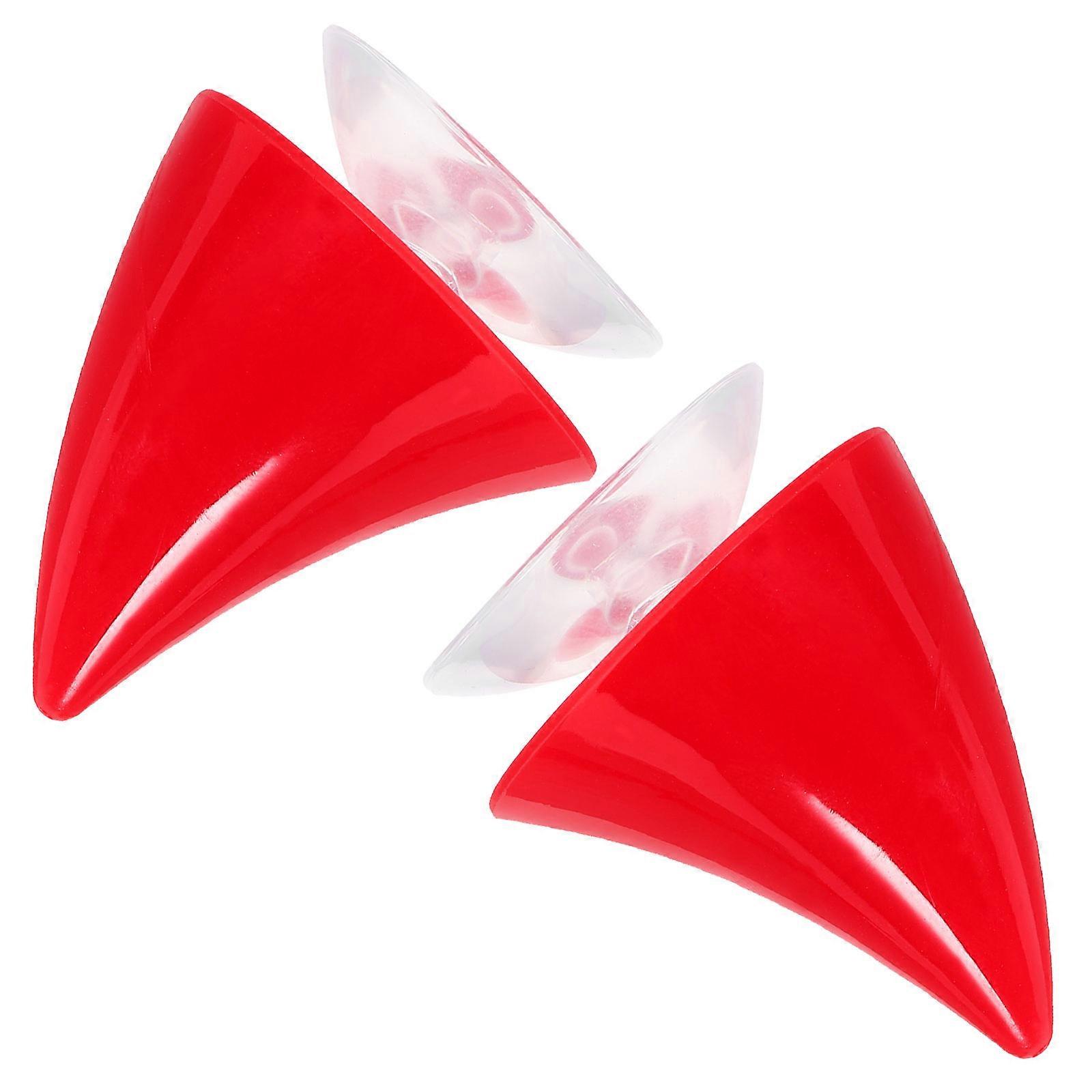 4Pcs Motorcycle Horn Decorative Red Tpe with Suction Cup